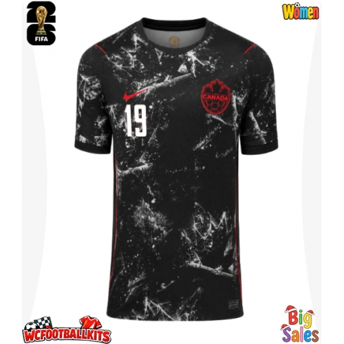Canada Alphonso Davies #19 Replica Away Stadium Shirt for Women World Cup 2026 Short Sleeve